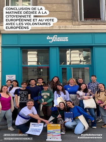 Café de l'Europe par des volontaires ensemble.eu à Montpellier.